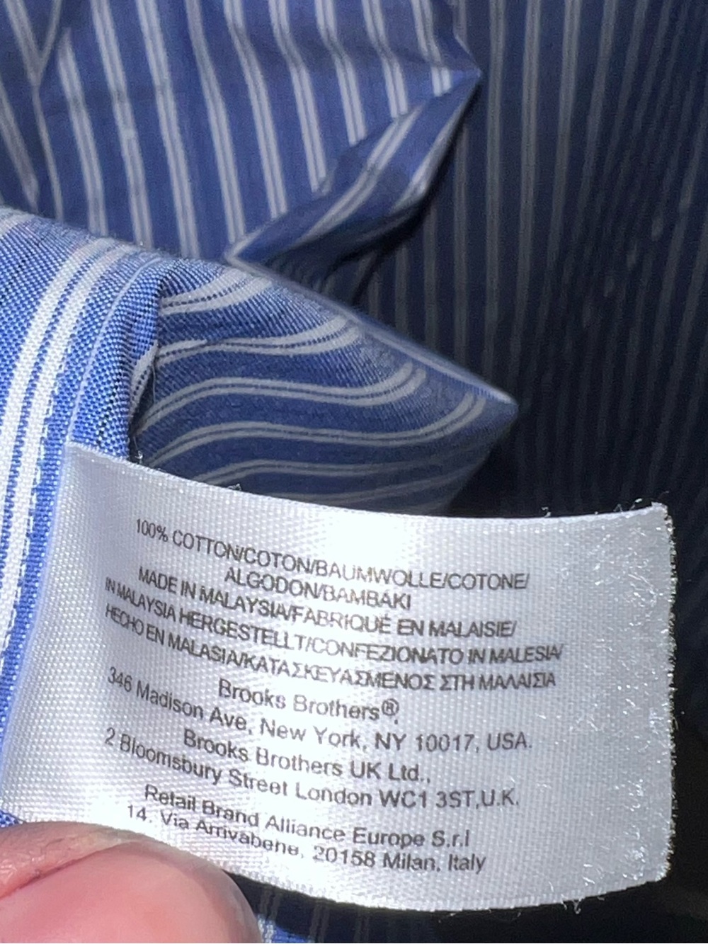 Brooks Brothers Blue White Stripe Traditional Polo Button Up Dress Shirt Size XL - Picture 8 of 8
